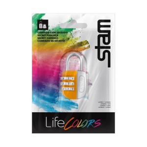 CADEADO DE SEGREDO 25MM LIFE COLORS LARANJA STAM