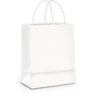 SACOLA DE PAPEL BRANCA 16 X 9 X 21,5 CM REF.157 ZAGAROLLO