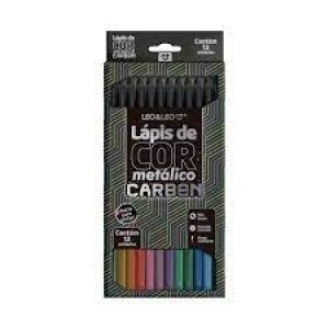 LÁPIS DE COR CARBON COM 12 CORES METÁLICAS LEO&LEO