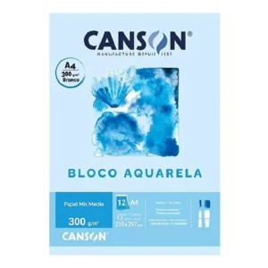 BLOCO DE DESENHO AQUARELA A4 BRANCO 300G/M² COM 12 FOLHAS CANSON
