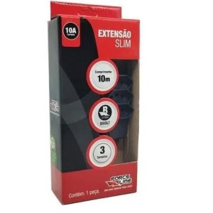 EXTENSÃO TRIPOLAR 3 TOMADAS BIVOLT 10MTS 200316 FORCE LINE