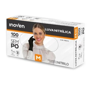 LUVA NITRÍLICA G SEM PÓ PRETA CAIXA C/100 UNIDADES INOVEN
